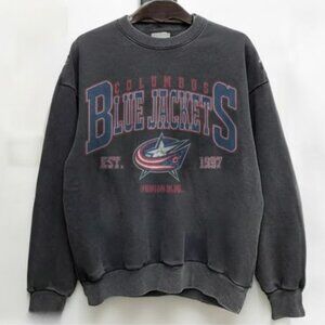 Retro 90s Colombus Blue NHL Team Crewneck Black